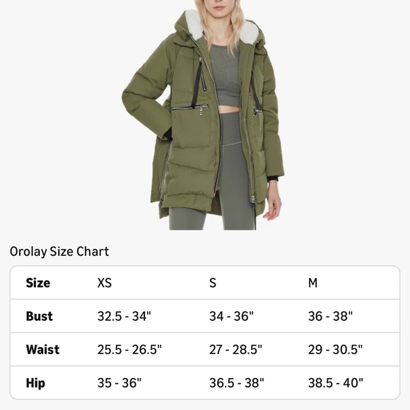 OROLAY Thickened Down Fill Hooded Parka Coat/Jacket Women’s S Green - Picture 8 of 8